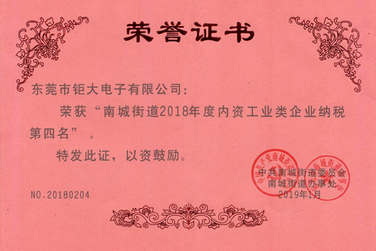 鉅大鋰電再獲納稅大企業(yè)稱號